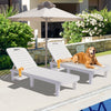 Outdoor Chaise Lounges, Seizeen Patio Lounge Chairs Set of 2, All-Weather PP Resin Sun Lounger 5 Angles Adjustable, Pool Chair Set with Cup Holder for Deck Porch Backyard, White