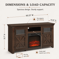 Seizeen Fireplace TV Stand for 60'' TV, 55''L Entertainment Center TV Cabinet, Farmhouse Media Console W/Large Storage, Remote Control for Fireplace, Infrared Heater & Virtual Flame, Gray Wash
