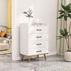 4 Drawer Dressers for Bedroom, Seizeen Wood White Dresser with 4 Cloth Drawer & Golden Legs, Modern Dresser Chest for Bedroom,Living Room,Entryway