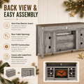 Seizeen Fireplace TV Stand for 60'' TV, 55''L Entertainment Center TV Cabinet, Farmhouse Media Console W/Large Storage, Remote Control for Fireplace, Infrared Heater & Virtual Flame, Gray Wash