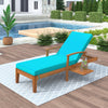 Seizeen Outdoor Sun Lounger, Solid Wood Chaise Lounge Chair with Removable Cushion, Wheels & Sliding Cup Table, Suitable for Poolside, Garden, Balcony, Blue