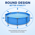 Outdoor Swimming Pool, 10FT x 30IN Round Above Ground Pool with Blue Iron Frame, Outdoor Backyard Swimming Pool for Family Summer Water Fun, Metal Frame Pool for Patio, Garden & Yard