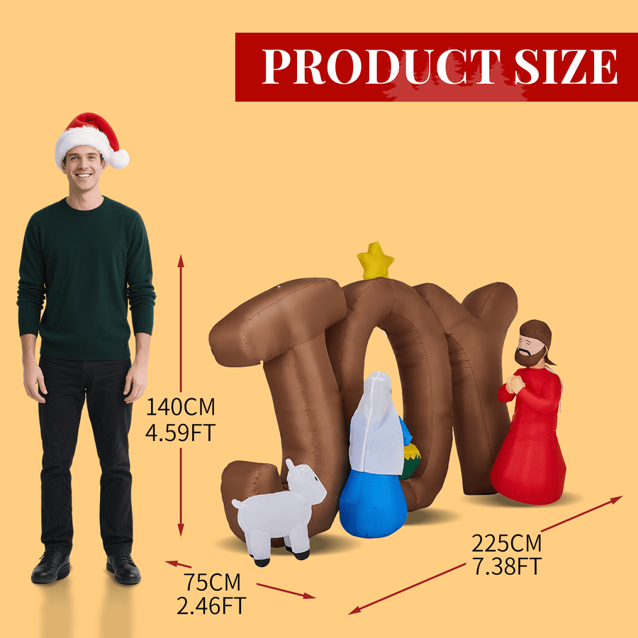 Christmas Inflatables Outdoor Decoration, Seizeen Inflatable Nativity Scene with Lights, Quick Assembly Patio Yard Party Pre-lit Xmas Decoration, 7.5FT