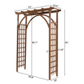 Garden Arch Trellis, Wooden Outdoor Arch for Climbing Plants, Dark Brown Arbors and Trellises, 62.99"W X 23.62"D X 84.65"H