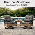 Patio Furniture Set, 3 Pieces Outdoor Swivel Rocker Chairs Set of 2, Rattan Wicker Conversation Set with 2 Rocking Swivel Chairs & Side Table, 360° Rotation Deep Seating for Porch Backyard Deck