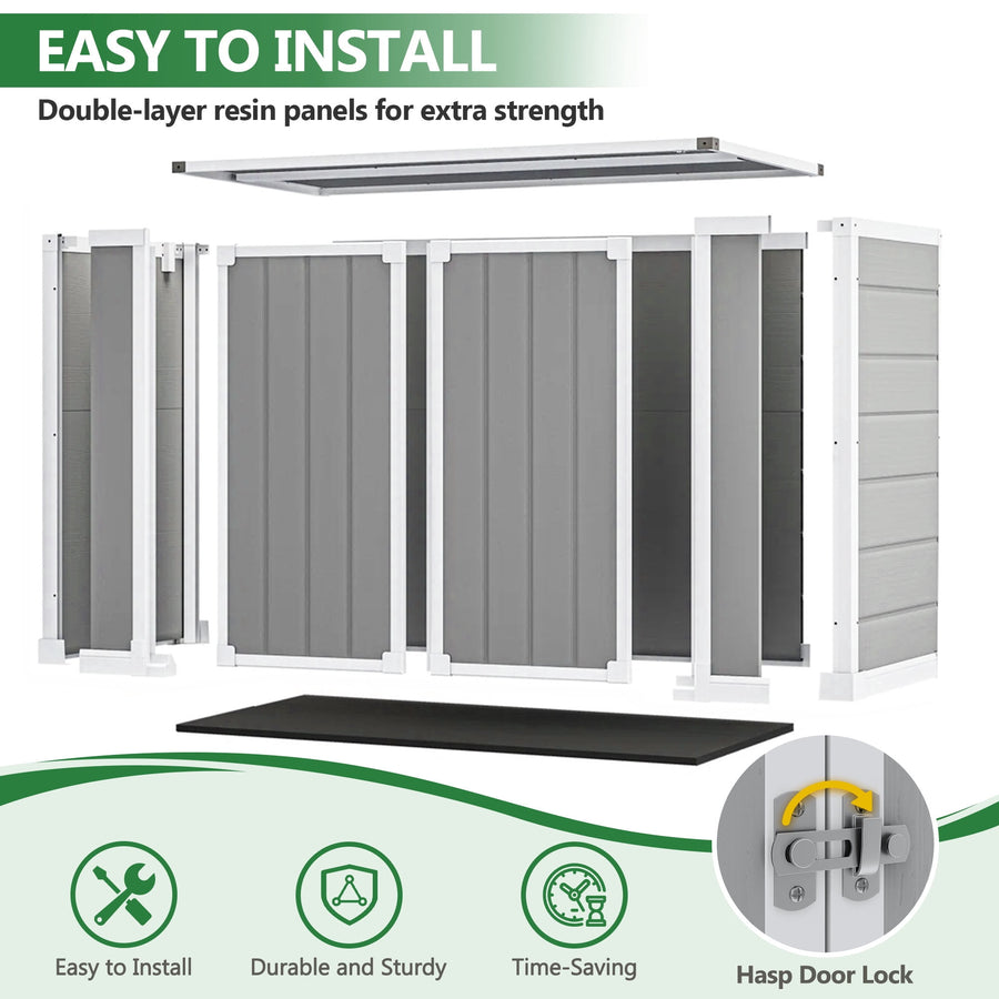 306GAL Outdoor Storage Box, 1170L Patio Deck Box and Resin Shed, Waterproof Storage Cabinet for Garden Tool Garbage Cans, 3 Doors, Quick Assembly