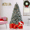 6FT Pre-lit Flocked Christmas Tree with Lights, Artificial Xmas Tree w/928 Tips & 250pcs Lights, 3-step Quick Assembly