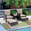 5-Piece Patio Conversation Set, Rattan Outdoor Patio Chairs with Ottomans, All Weather PE Rattan Chair Ottoman Footstool Set for Garden, Balcony, Porch