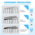13x20ft Carport Galvanized Steel, Heavy Duty Carport Shelter with Reinforced Frame&4 Poles for Outdoor, Weatherproof Roof, Car Boat Tractor ATV RV Shelter, 44MPH Near Gale Level