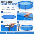 Outdoor Swimming Pool, 10FT x 30IN Round Above Ground Pool with Blue Iron Frame, Outdoor Backyard Swimming Pool for Family Summer Water Fun, Metal Frame Pool for Patio, Garden & Yard
