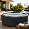 85" Inflatable Hot Tub for 4-6 Persons, Portable Outdoor Spa Tub with 150+ Air Jets, 104°F Heating, 6-Color Ambient LED Lights, Bubble Massage, One-Touch Inflation, Filter System, Cover & Floor Mat