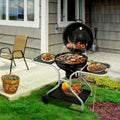 Outdoor Kettle Charcoal Grill, Portable Patio Barbecue on Wheels, 22.5'' Grill with Side Table&Ash Catcher, for Backyard Camping