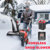 Snow Blower Cordless, Electric Snow Thrower Battery Powered for Quick Snow Removal, 21-Inch W and 12.5-Inch D, LED Lights, 180o Adjustable Chute