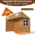 Outdoor Shed 4x8 FT, Metal Garden Windproof Lean to Shed, All-Weather Steel Outdoor Storage w/Lockable Door & Air Vent for Backyard Patio, Brown