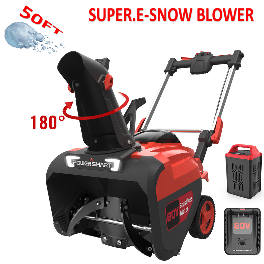 Seizeen Cordless Snow Blower, 21 inch Foldable Electric Snow Thrower with LED Lights, 80V 6.0Ah Battery, Double Start Button Design, 180o Adjustable Chute, Easy Moving for Driveway, Yard