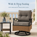 3 Pcs Patio Furniture Set Clearance, Outdoor Chair Set of 2 with 2-Tier Table, Front Porch Rattan Wicker Bistro Set Cushioned, Heavy-duty Steel 360°Swivel  Balcony Conversation Set