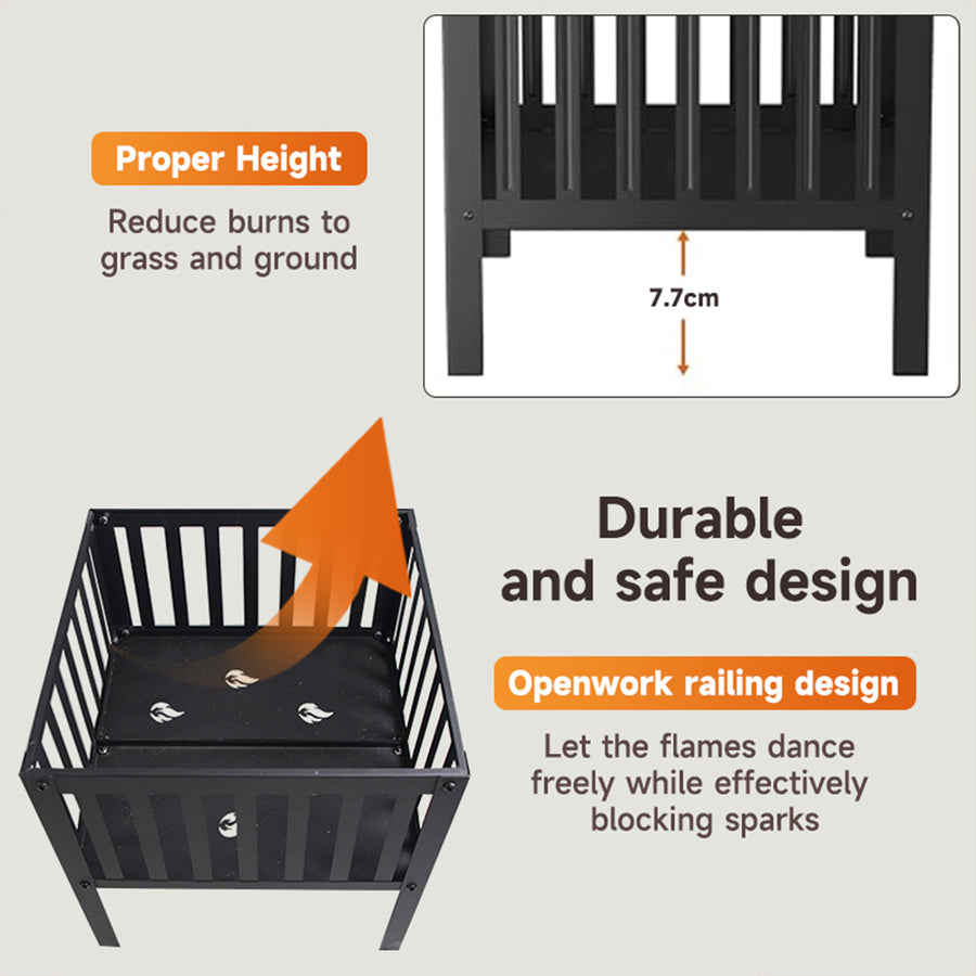 16 Inch Square Fire Pit, Portable Outdoor Wood Burning Firepit with Slatted Steel Panels, Compact Backyard Fireplace Fire Pit Bowl for Patio, Camping, Beach, Garden & Outdoor Gatherings