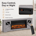 75" Fireplace TV Stand for TVs up to 80", Entertainment Center with 44" Electric Fireplace, 1500W Infrared Quartz Heater, Remote Control and Timer, TV Media Console Cabinet  w/2 Doors & Shelves