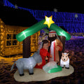 Nativity Inflatable Decoration, Seizeen Outdoor Christmas Decor with 8 Lights, Quick Assembly Pre-lit Xmas Decoration Inflatables for Door Yard Patio Party, 7FT