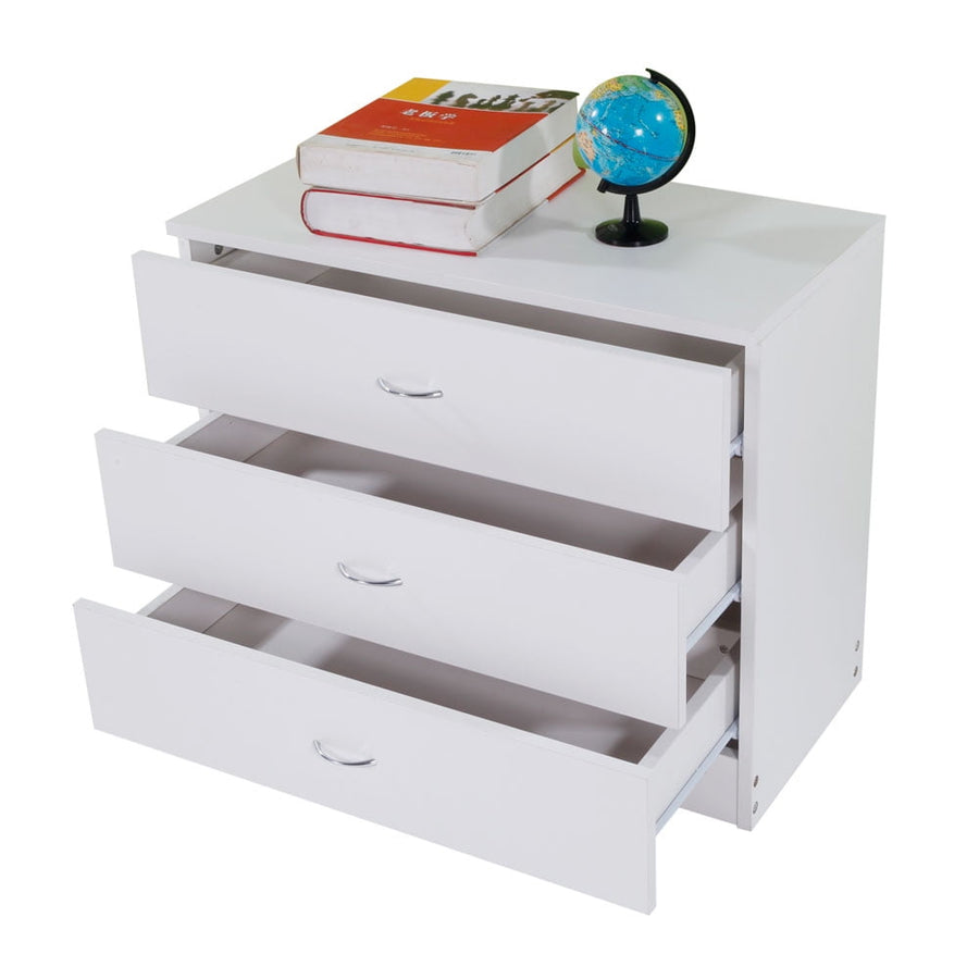 3-Drawer Dresser, White Chester Drawer Bedside Nightstand for Bedroom, Under Desk File Storage Cabinet for Office with Sliding Drawer Metal Handle