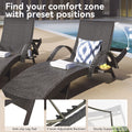 Pool Lounge Chair Set of 2, Outdoor Wicker Rattan Chaise Lounge with Pull-out Side Table, 4-Position Adjustable Backrest Patio Chairs Recliner Lounger, Dark Brown