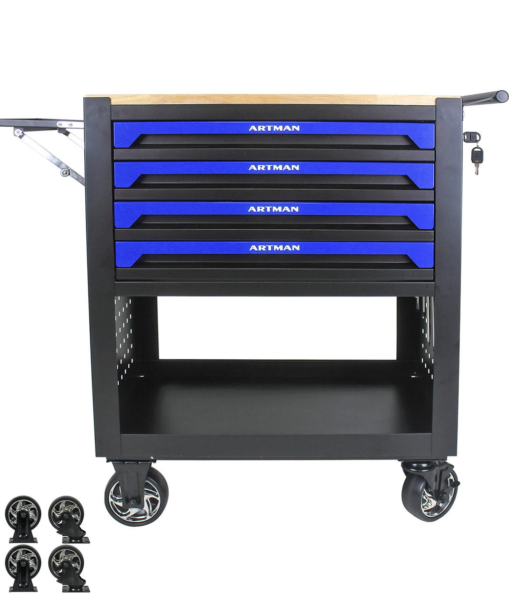 Seizeen 4-Tier Rolling Tool Cart, Multi-Purpose Mechanic Tool Chest On ...