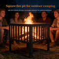 16 Inch Square Fire Pit, Portable Outdoor Wood Burning Firepit with Slatted Steel Panels, Compact Backyard Fireplace Fire Pit Bowl for Patio, Camping, Beach, Garden & Outdoor Gatherings