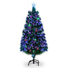 6FT Lighted Christmas Tree W/ 30 Colorful Lights, Pre-lit Artificial Decorated Tree With Top Star, 230 Branches Green Christmas Tree for Indoor Home Party Decor