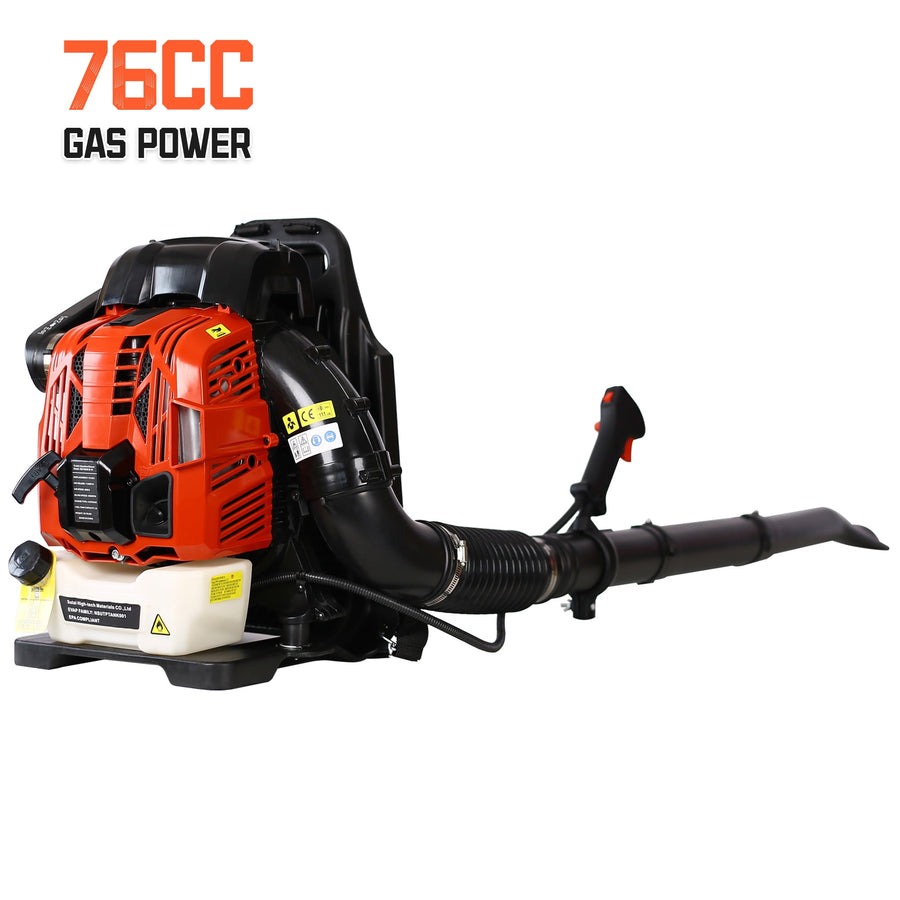 Backpack Leaf Blower Gas Powered 76CC, Upgraded Cordless Leaf Blower 750CFM Powerful, with Adjustable Handle & Extended Tube for Yard