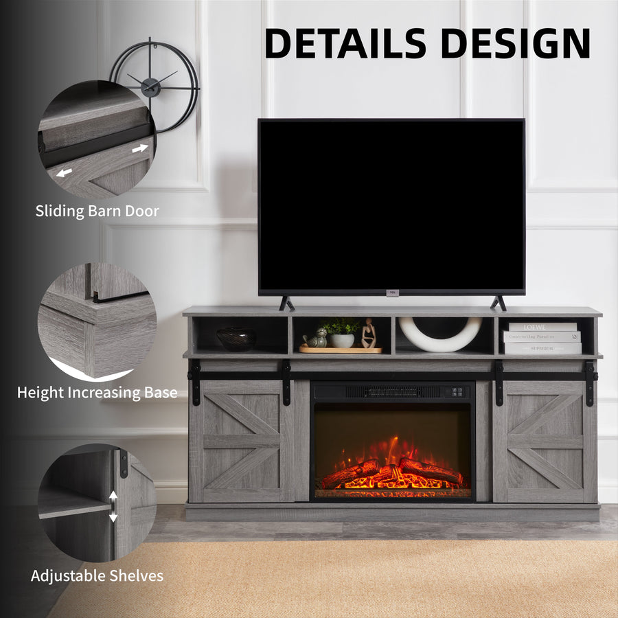 Fireplace TV Stand with 23'' Fireplace Insert, Electric Fireplace Heat ...