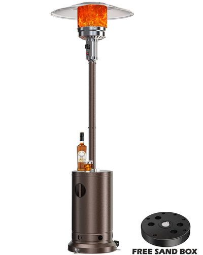 7.5FT Tall Patio Heaters with Sand Box, 48,000 BTU Outdoor Freestanding Heaters Stainless Steel, Propane Heater with Wheels and Fast Ignition System, Umbrella Heater for Outdoor Deck Use