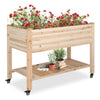 Raised Garden Bed with Legs, Wood Elevated Planter Box on Wheels, Outdoor Planter Boxes with Storage Shelf Gardening for Backyard Balcony, Vegetable, Herb, and Flower