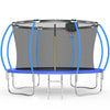 Kids Trampoline with Hoop, Seizeen 12FT  Pumpkin Trampoline for Outdoor All-Weather Trampoline W/ Enclosure Net & Anti-collision Curved Pole, Outdoor Round Trampolines Bears 4-6 Kids, Blue