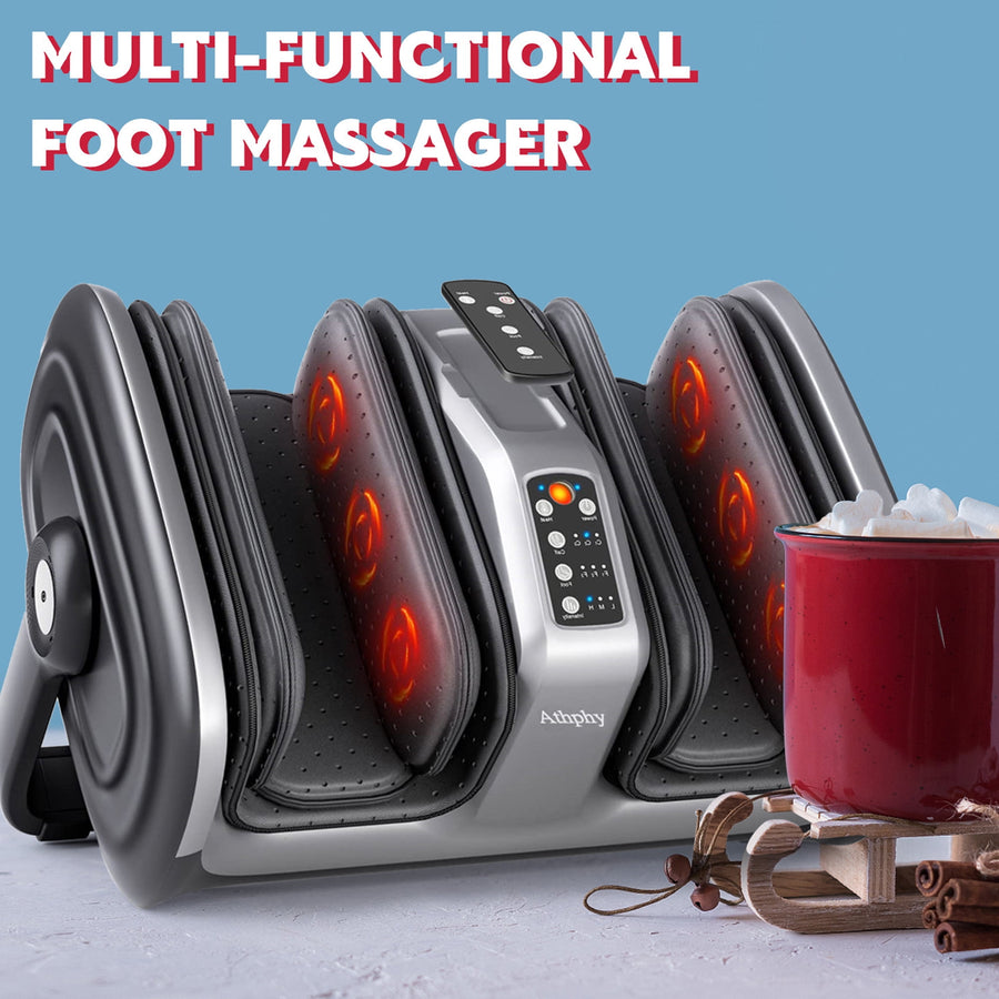 Upgraded Foot Massager Machine W/3D Massage System, Seizeen Foot Massager with Air Compression & Heat, Adjustable Foot Leg Arm Massager W/ Remote Control, 9 Modes