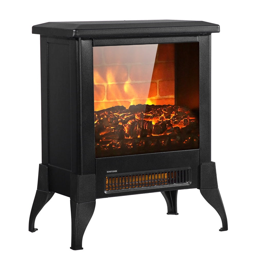 Electric Fireplace Heater, 18" Freestanding Fireplace Stove, 1400W Portable Space Heater for Home Room Office W/Anti-overheating, Adjustable, Virtual Flame