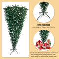 7.4FT Christmas Trees with Lights, Seizeen Lighted Upside Down Artificial Christmas Trees, Prelit Xmas Trees with 400 Lights, DIY Quick Assembly Artificial Trees with 1200 Tips, 8 Light Modes, Green