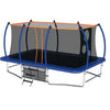 Seizeen 16ft Rectangle Trampoline for Kids, 2-IN-1 Outdoor Trampoline W/Soccer Target, Curved Poles, Shoe Bag