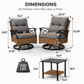 Patio Furniture Set, 3 Pieces Outdoor Swivel Rocker Chairs Set of 2, Rattan Wicker Conversation Set with 2 Rocking Swivel Chairs & Side Table, 360° Rotation Deep Seating for Porch Backyard Deck
