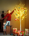 6¡¯ Lighted Birch Tree for Indoor, White Lighted Trees for Christmas Thanksgiving Halloween, Outdoor LED Lighted Trees