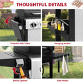 4-Burner Propane Gas Grill with Brush, Seizeen 40,000BTU Outdoor BBQ Grill, Stainless Steel Camping Stove with Foldable table, Hanging Basket, Support Legs