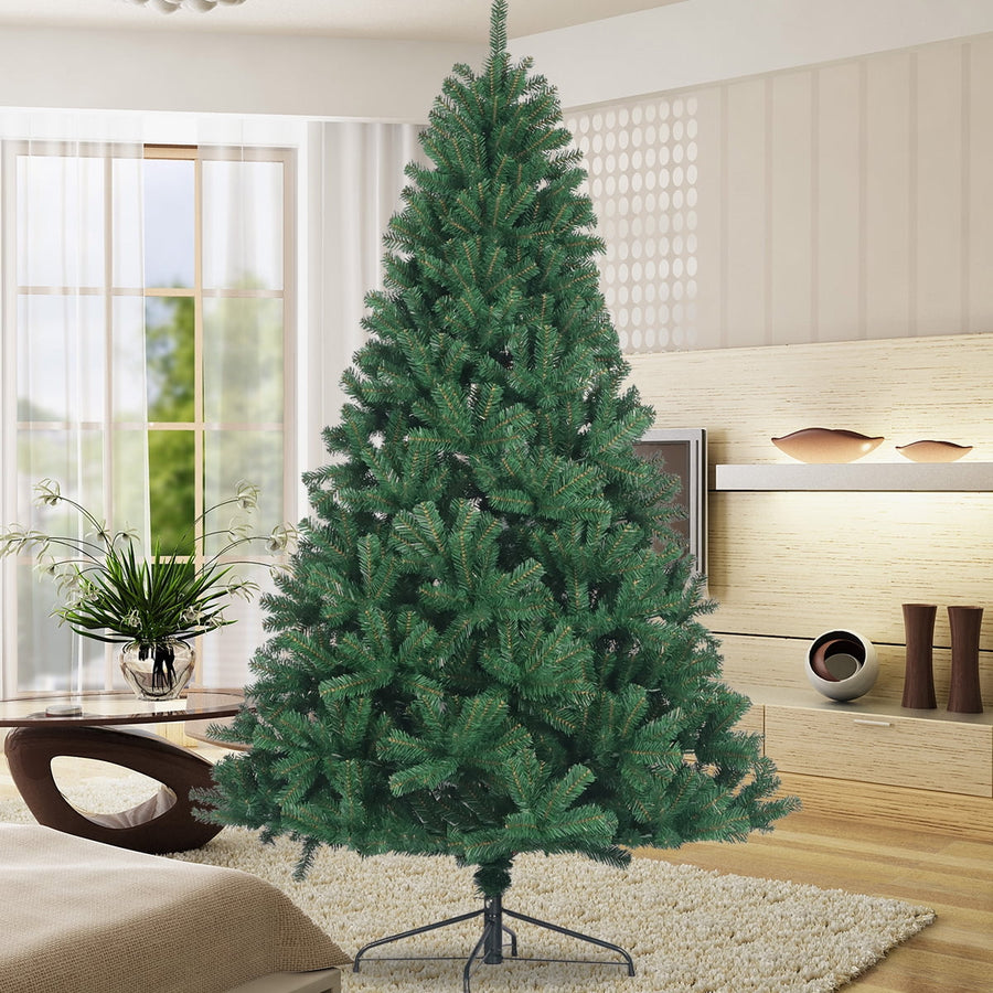 Pre-Lit Christmas Tree, 7FT Green Xmas Tree with 450pcs Warm Lights, 1050 Tips Green Christmas Tree for Indoor Room D¨¦cor