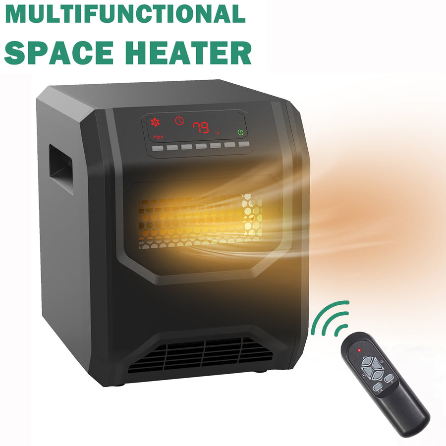 Space Heater- Seizeen 1500W Portable Heater for Inside, 12'' Powerful Infrared Heater W/3 Heat Settings, Remote Control, Smart Timer, Small Electric Heater 50~90¡ãF Adjustable for Home Bedroom Office