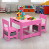 Kids Table and Chair Set, Cute Table Set 3 Piece with 1 Activity Table and 2 Chairs, Hidden Drawer & Table Storage, Pink Kids' Room Nursery Furniture