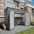 Seizeen 9' x 4' Metal Storage Shed, Lockable Lean-to Garden Shed with Double Door, Large Patio Outdoor Storage for Tools Bikes Sloping Roof, Space-saving Wall Side Design, 6 Air Vents