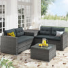 Seizeen Outdoor Patio Furniture Sets, Wicker Sectional Sofa PE Rattan Conversation Sets with Gray Cushions, Corner Storage Box, Center Table