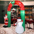 Lighted Christmas Decoration for Outdoor, Seizeen Inflatable Santa & Snowman Arch with 7 Lights, Quick Assembly Patio Yard Party Pre-lit Xmas Decoration, 8FT Tall