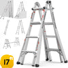 Seizeen 5ft-15ft Multi-position Ladder, 5-IN-1 Multi-mode Extension Ladder Step Ladder Straight Ladder, Lightweight Folding Ladder Professional for Building, W/ Safety Locking System, 20 Positions