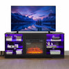 LED TV Stand with Fireplace, 58"L Modern Entertainment Center w/7 color Lights, 3-IN-1 TV Console Table for 62" TV, 4 Adjustable Shelves, Power Outlet