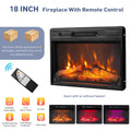 Fireplace TV Stands for Living Room, Multifunctional TV Console With 18'' Fireplace, Retro Entertainment Center for Bed, Multi-color 3D Flame, 62-82℉ Heating Only Mode, Timer