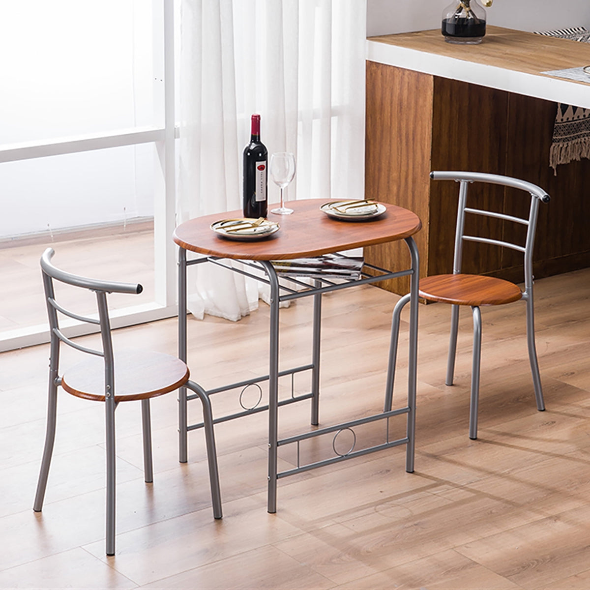 Small Kitchen Table Set 3 PCS, Dining Room Breakfast Table Set for 2 ...